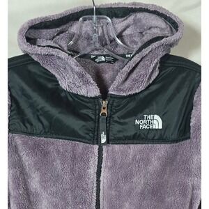 The North Face Girls Fuzzy Fleece Hoodie Jacket Purple Zip Up Hooded Size M